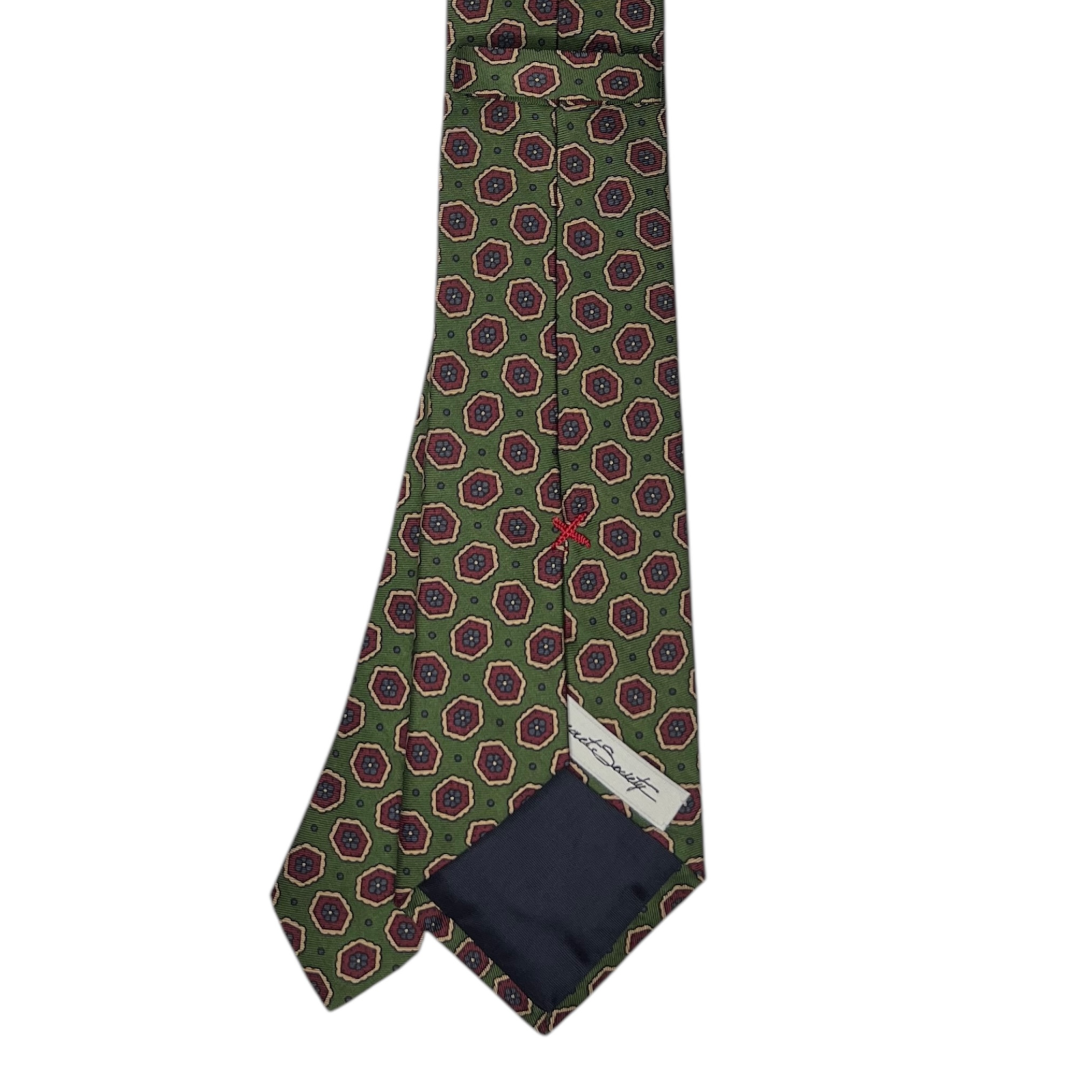 Tie - Olive w/ Rust, Lavender and Tan Foulard