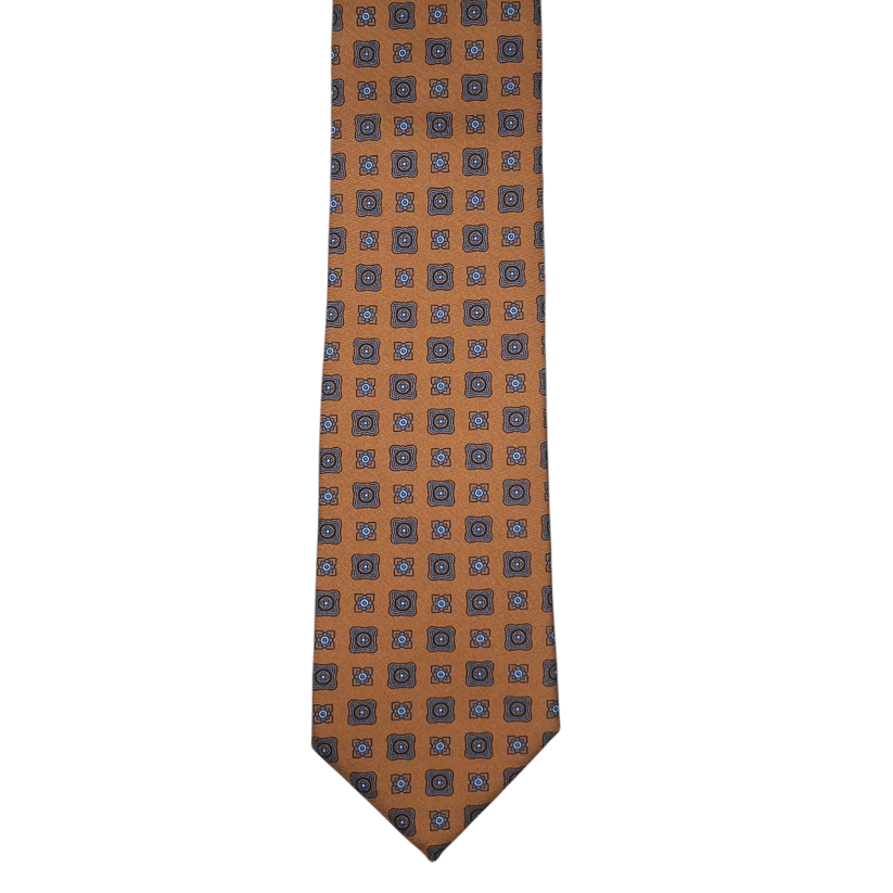 Tie - Rusty Orange w/ Sky Foulard