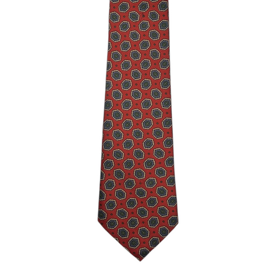 Tie - Burnt Orange w/ Lavender and Green Foulard
