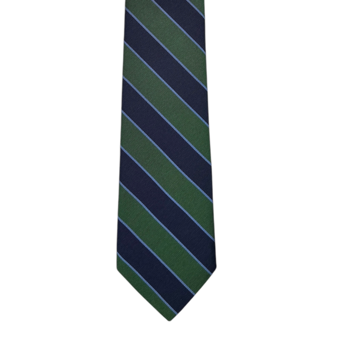 Tie - Green w/ Navy Sky Stripe