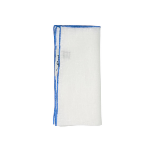 Pocket Square - Cornflower Linen Edge Stitch