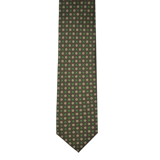 Tie - Brown w/ Tan, Green and Yellow Daisy