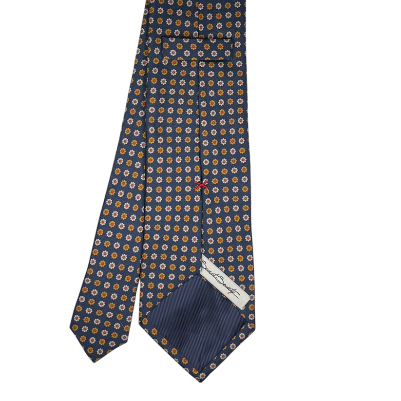 Tie - Navy w/ Gold, Sky and Red Daisy