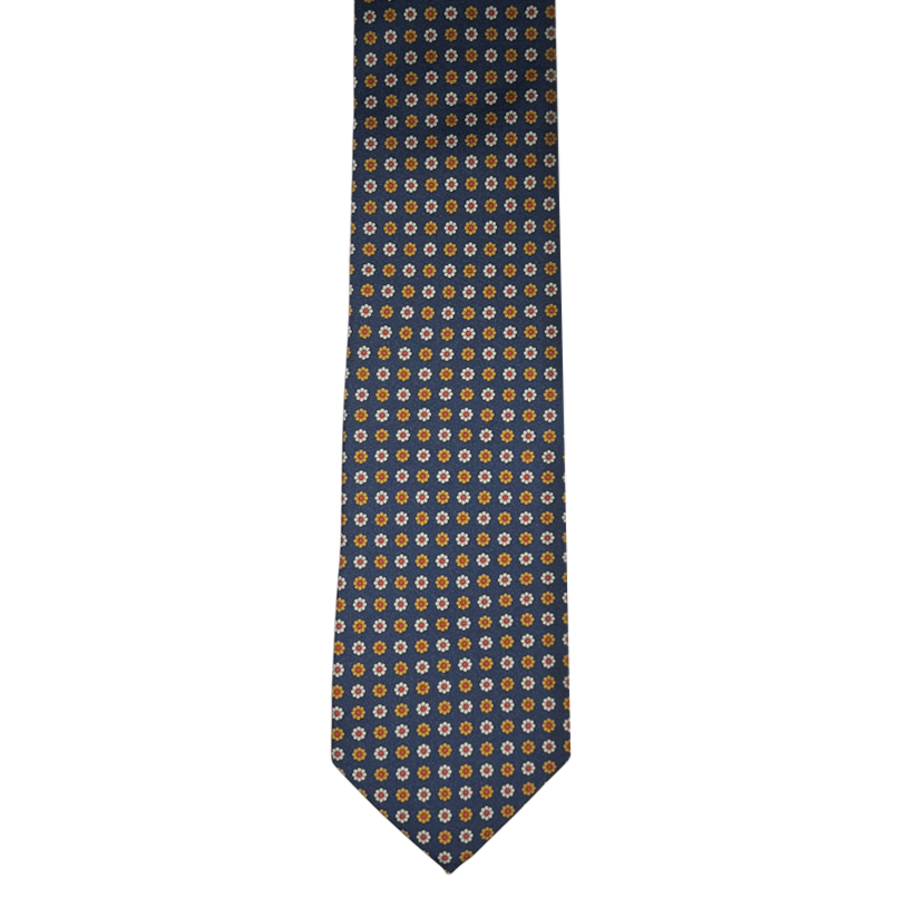 Tie - Navy w/ Gold, Sky and Red Daisy