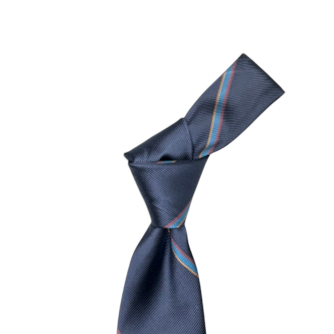 Tie - Dusty Blue w/ Sky, Yellow and Rose Small Stripe