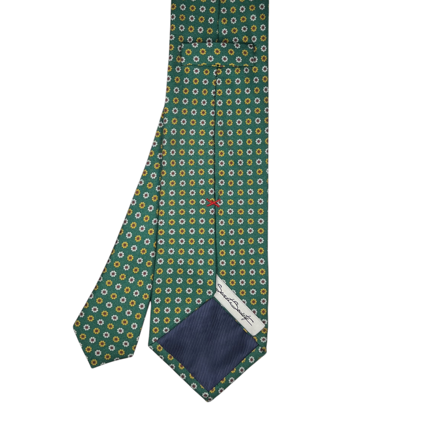 Tie - Green w/ Sky, Gold and Red Daisy