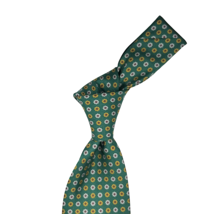 Tie - Green w/ Sky, Gold and Red Daisy