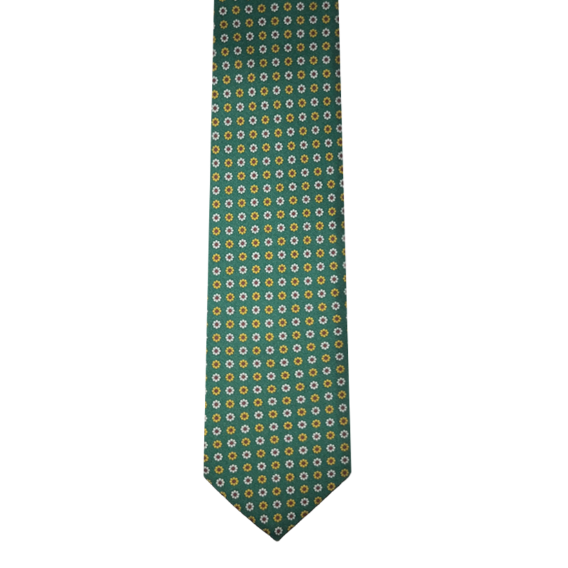 Tie - Green w/ Sky, Gold and Red Daisy