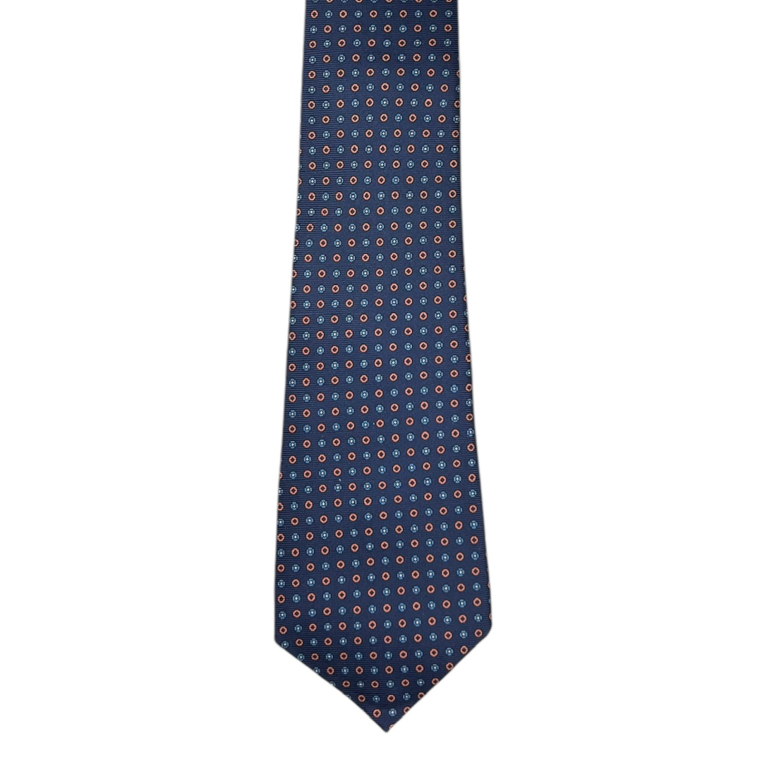 Tie - Navy, Peach and Sky Neat