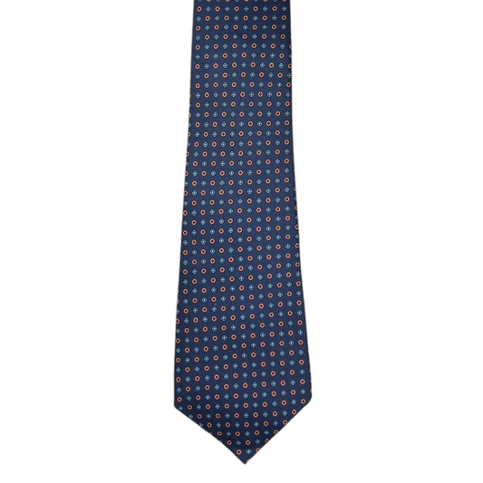 Tie - Navy, Peach and Sky Neat