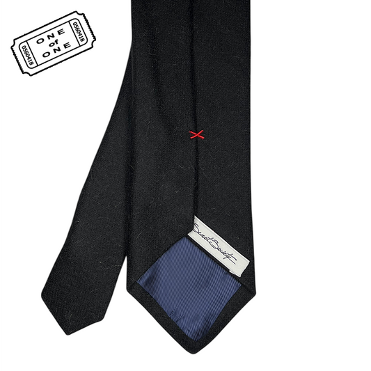 Tie - Black Flannel Wool