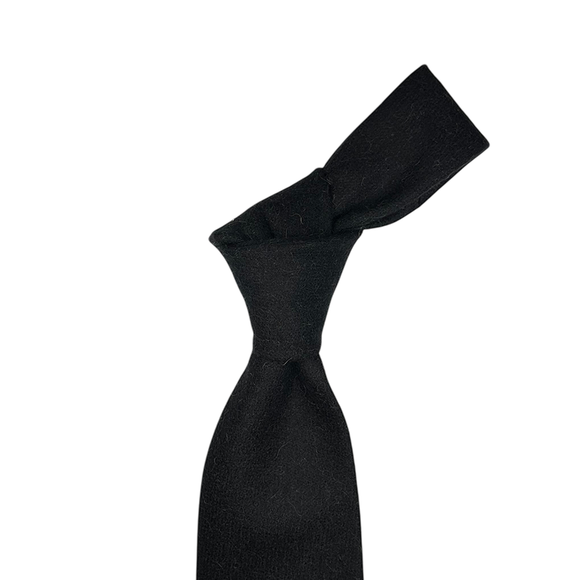 Tie - Black Flannel Wool