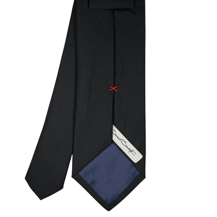 Tie - Black Wool Plainweave