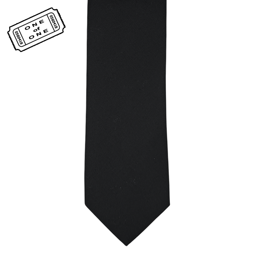 Tie - Black Wool Plainweave