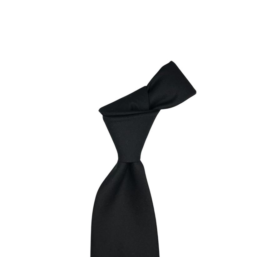 Tie - Black Wool Plainweave