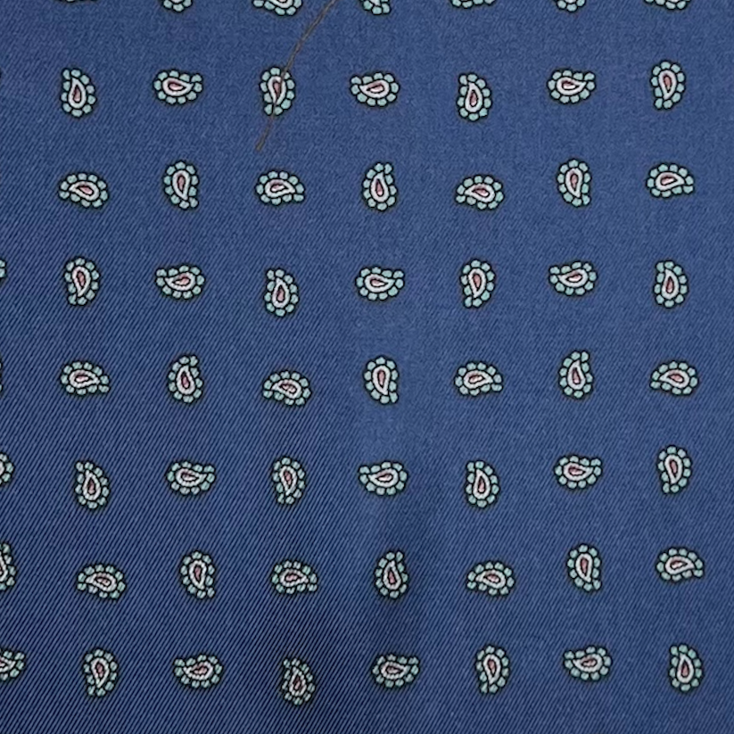 Pocket Square - Blue w/ Pink Foulard