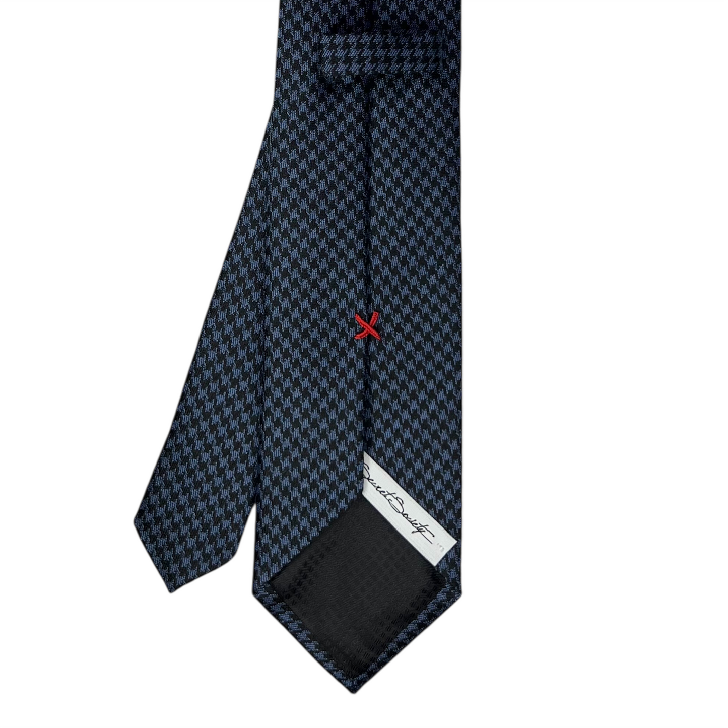 Tie - Sky and Navy Houndstooth Jacquard