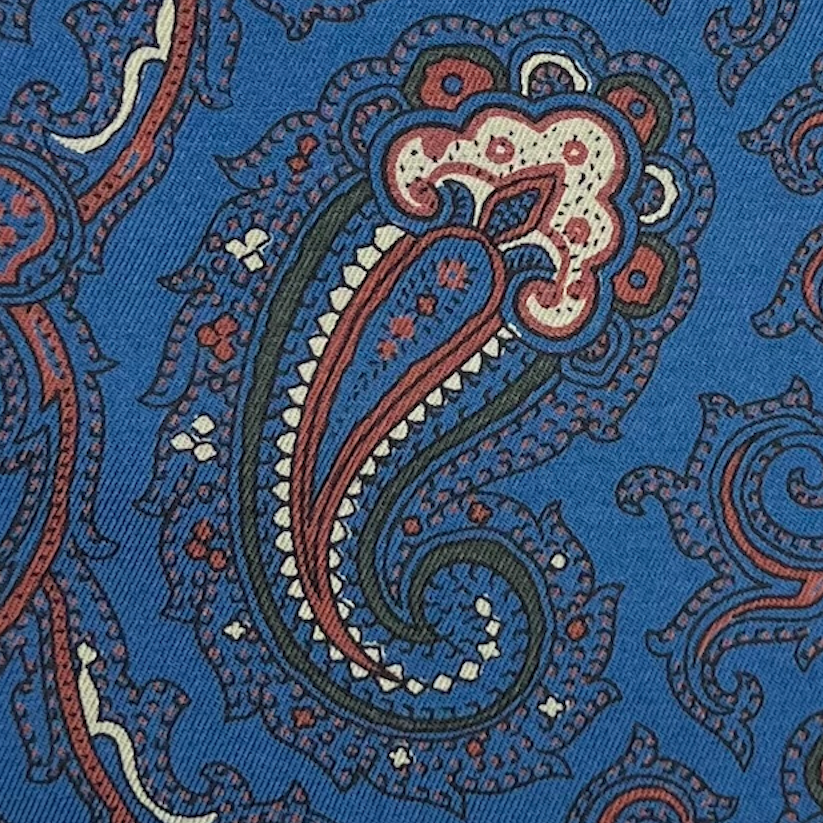 Pocket Square - Blue w/ Rose Paisley