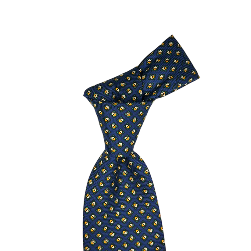 Tie - Blue  w/ Yellow Green Diamond