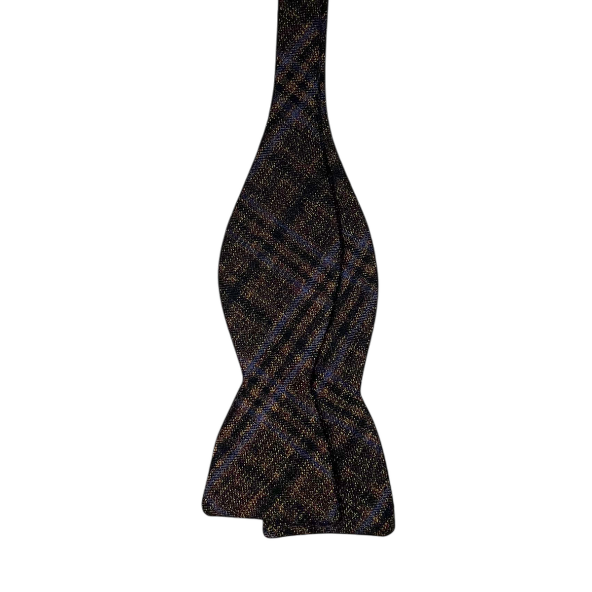Bow Tie - Brown, Black and Blue Plaid Wool