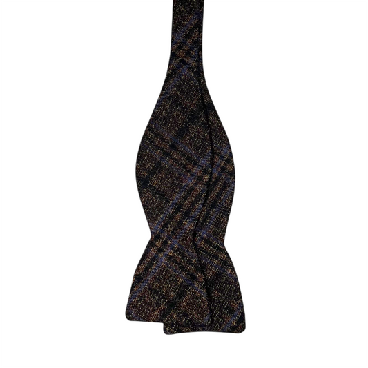 Bow Tie - Brown, Black and Blue Plaid Wool