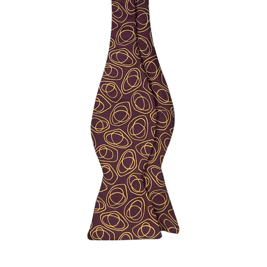 Bow Tie - Crimson w/ Gold Squiggle