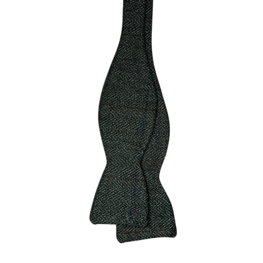 Bow Tie - Dark Green Herringbone Wool