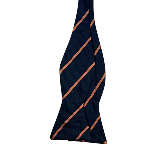 Bow Tie - Dark Navy w/ Peach Stripe