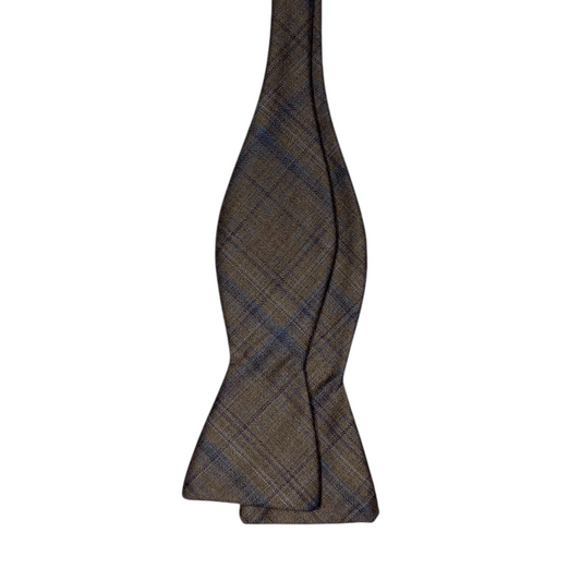 Bow Tie -Tan and Blue Plaid Wool