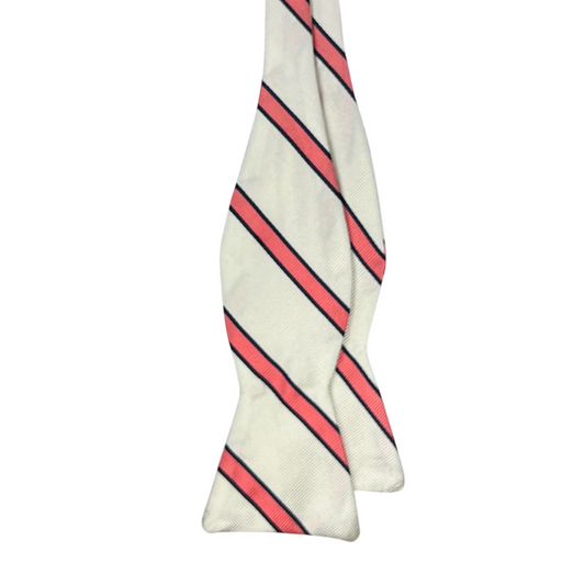 Bow Tie - White w/ Pink and Navy Stripe