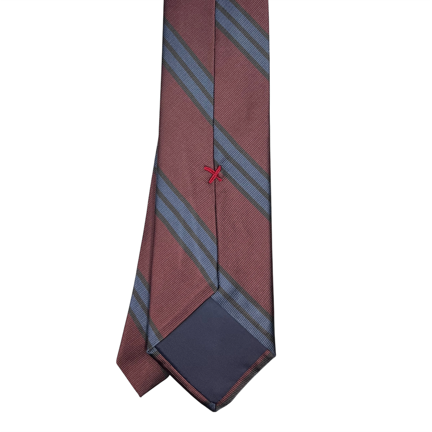 Boys Tie - Blackcherry w Denim Blue Stripe