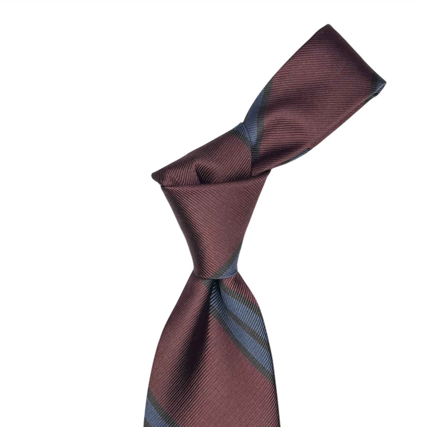 Boys Tie - Blackcherry w Denim Blue Stripe