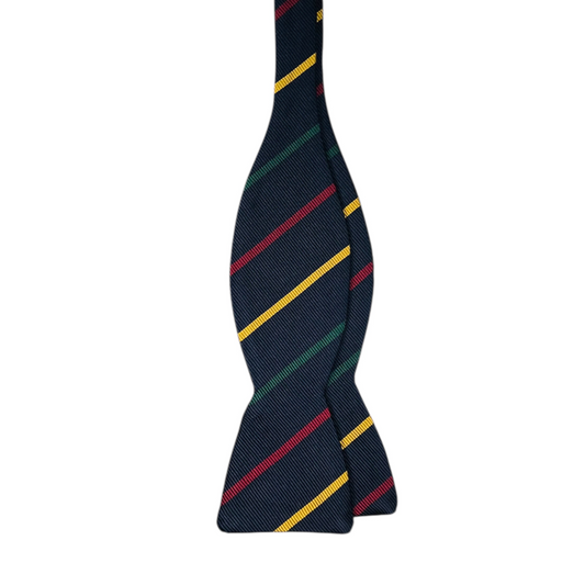 Bow Tie - Navy w/ Green, Yellow and Red Stripe