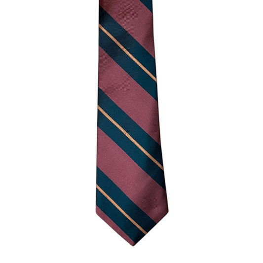 Tie - Dusty Rose, Teal and Old Gold Stripe