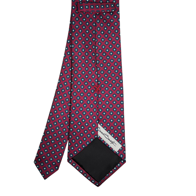 Tie - Cranberry w/ Teal Diamond