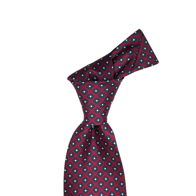 Tie - Cranberry w/ Teal Diamond
