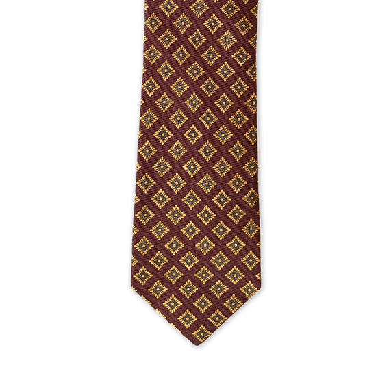 Alumni Tie - Brown and Yellow Diamond Foulard