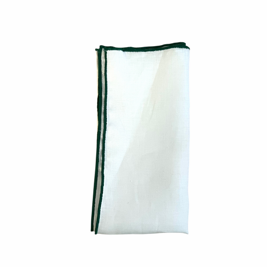 Pocket Square - Hunter Green Linen Edge Stitch