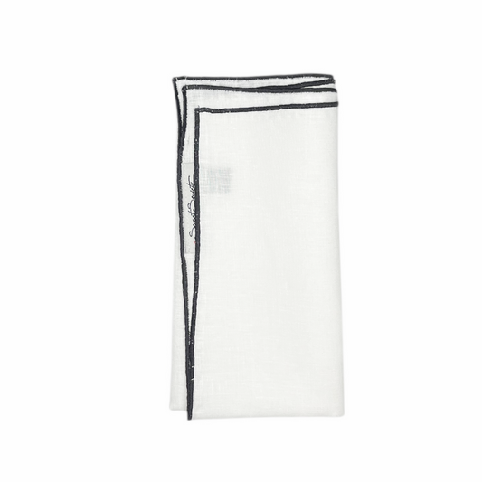 Pocket Square - Black Linen Edge Stitch