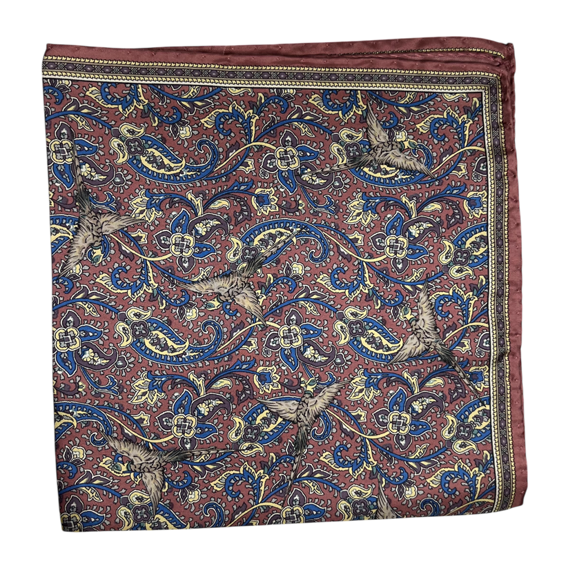 Pocket Square - Dusty Pink Bird Paisley