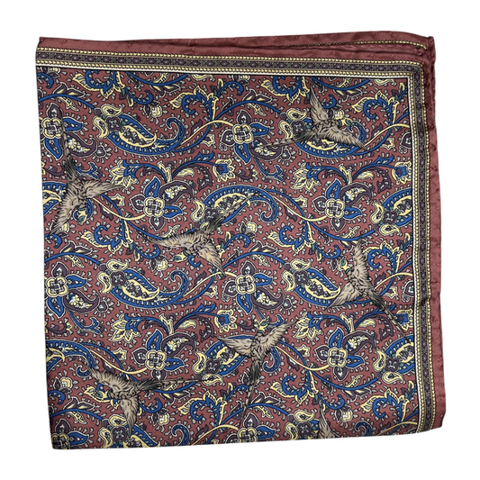 Pocket Square - Dusty Pink Bird Paisley