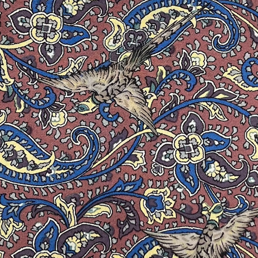 Pocket Square - Dusty Pink Bird Paisley