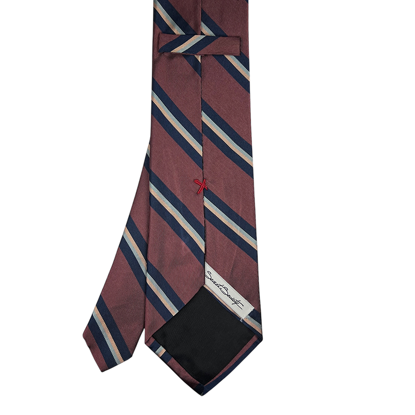 Tie - Dusty Pink w/ Navy Sky and Orange Stripe