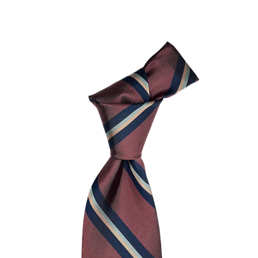 Tie - Dusty Pink w/ Navy Sky and Orange Stripe