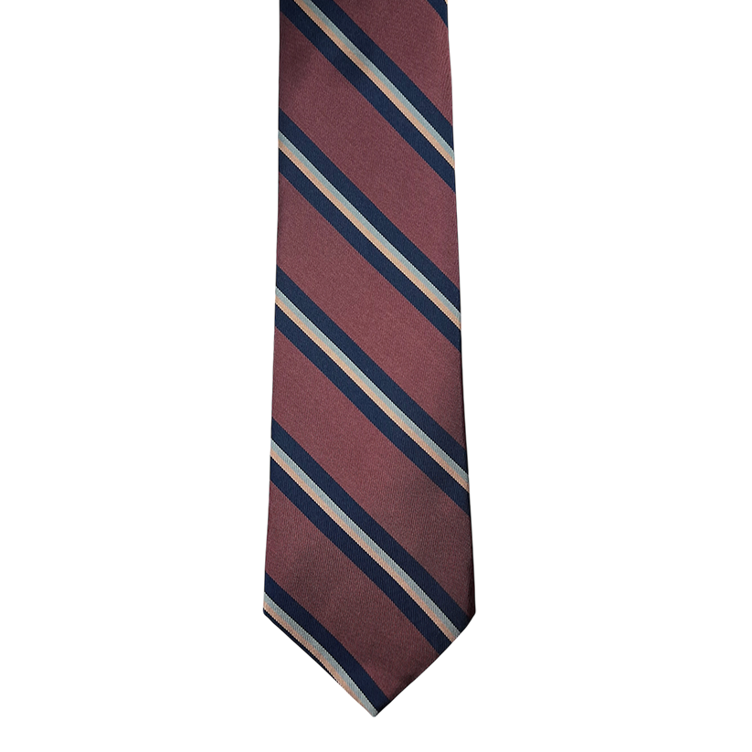 Tie - Dusty Pink w/ Navy Sky and Orange Stripe