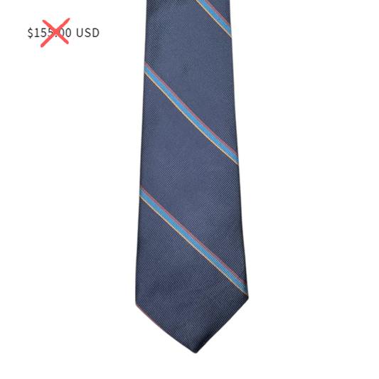 Tie - Dusty Blue w/ Sky, Yellow and Rose Small Stripe