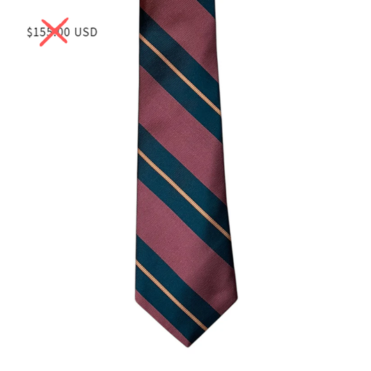 Tie - Dusty Rose, Teal and Old Gold Stripe