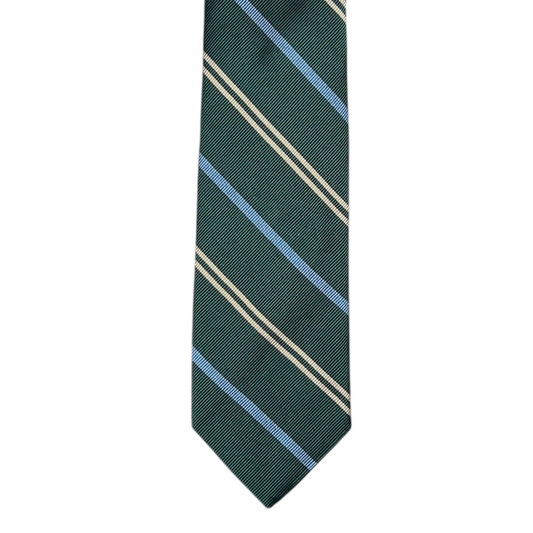 Tie - Green w/ Sky and Bone Double Stripe