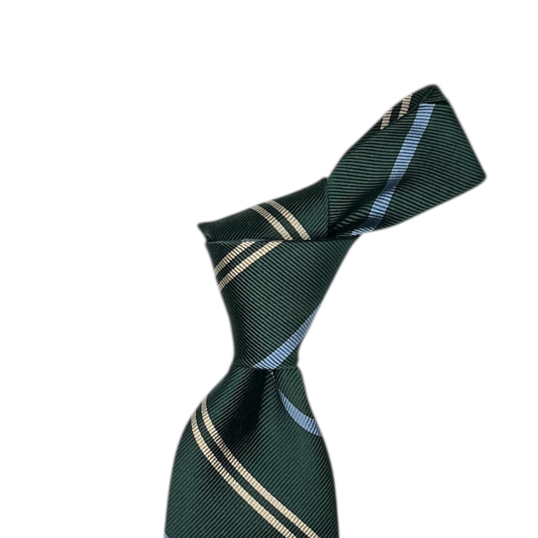 Tie - Green w/ Sky and Bone Double Stripe