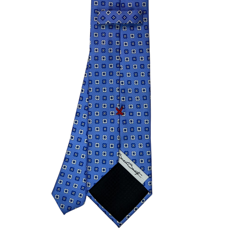 Tie - French Blue w/ White Foulard